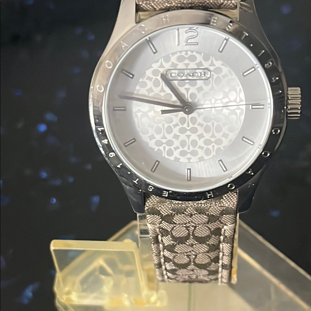Coach Silver And Gray Patterned Watch - image 1